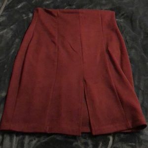 Suede Maroon Midi Skirt